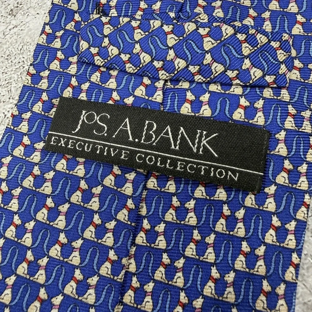 Jos. A. Bank Silk Tie Mens One Size Blue‎ Animal Print Dogs AOP Necktie 3.5